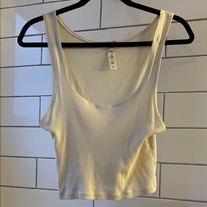 Skims Off White Ribbed Tank Top
